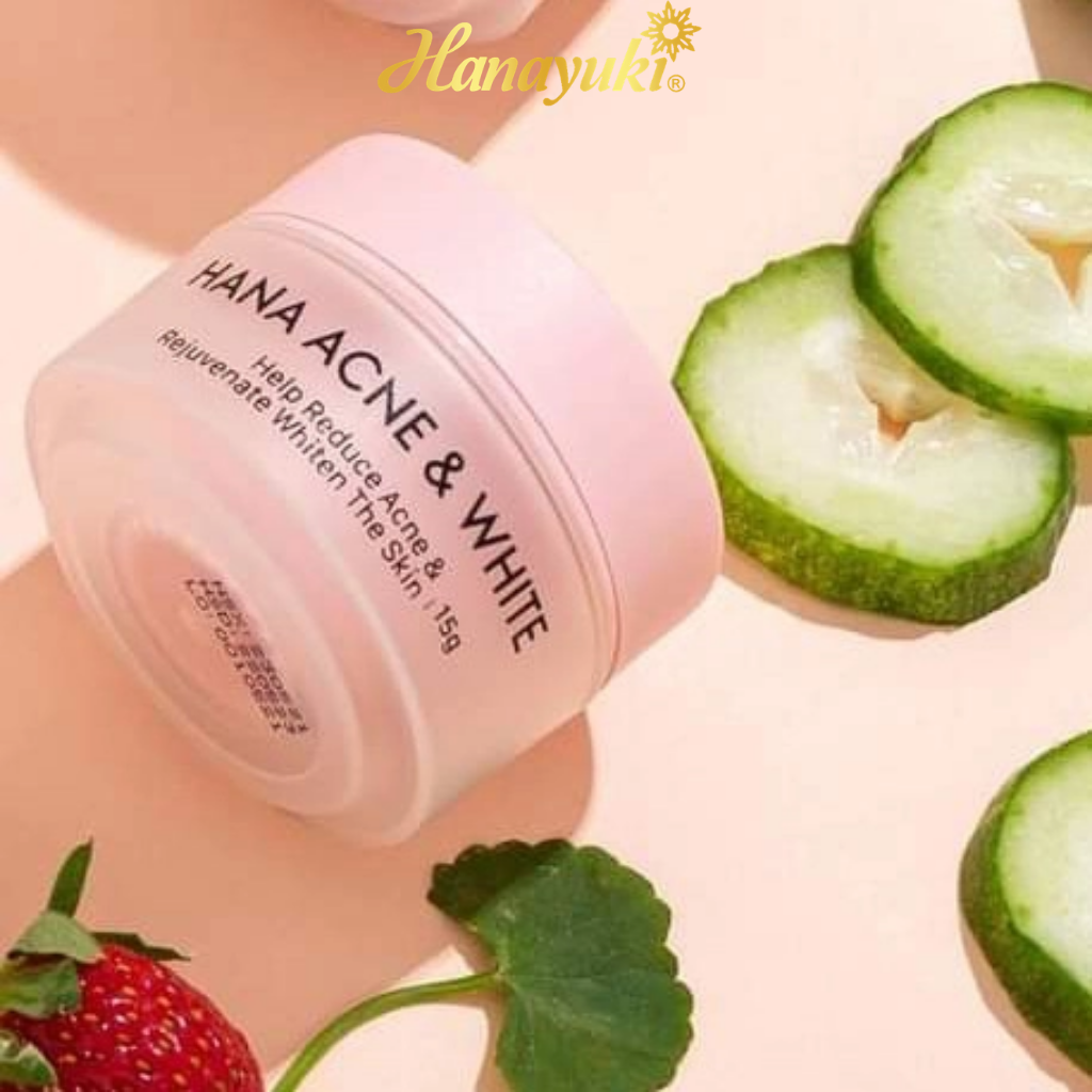 Kem Mụn Hana Acne &amp; White Hanayuki Chính Hãng Kem Mụn Thâm Dưỡng Ẩm Trắng Da 15g &amp; 25g