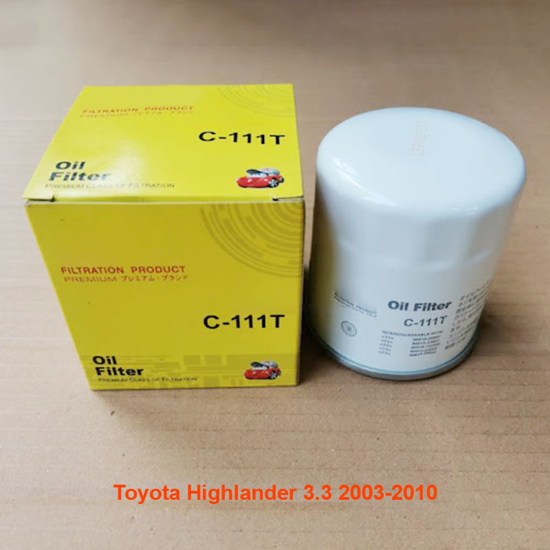 Lọc nhớt cho xe Toyota Highlander 3.3 2003, 2004, 2005, 2006, 2007, 2008, 2009, 2010 90915-20001 mã C111T-17