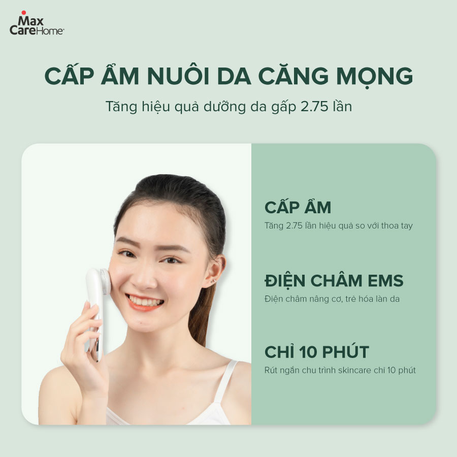 Máy Điện Di Tinh Chất, Máy Massage Mặt Cầm Tay Maxcare MAX888 Công Nghệ Điện Châm EMS Kết Hợp Ion Tẩy Trang Sạch Sâu Ngừa Mụn Dưỡng Ẩm Trắng Da Chống Lão Hóa - Máy Mát Xa Đẩy Tinh Chất Matxa Mặt Cổ