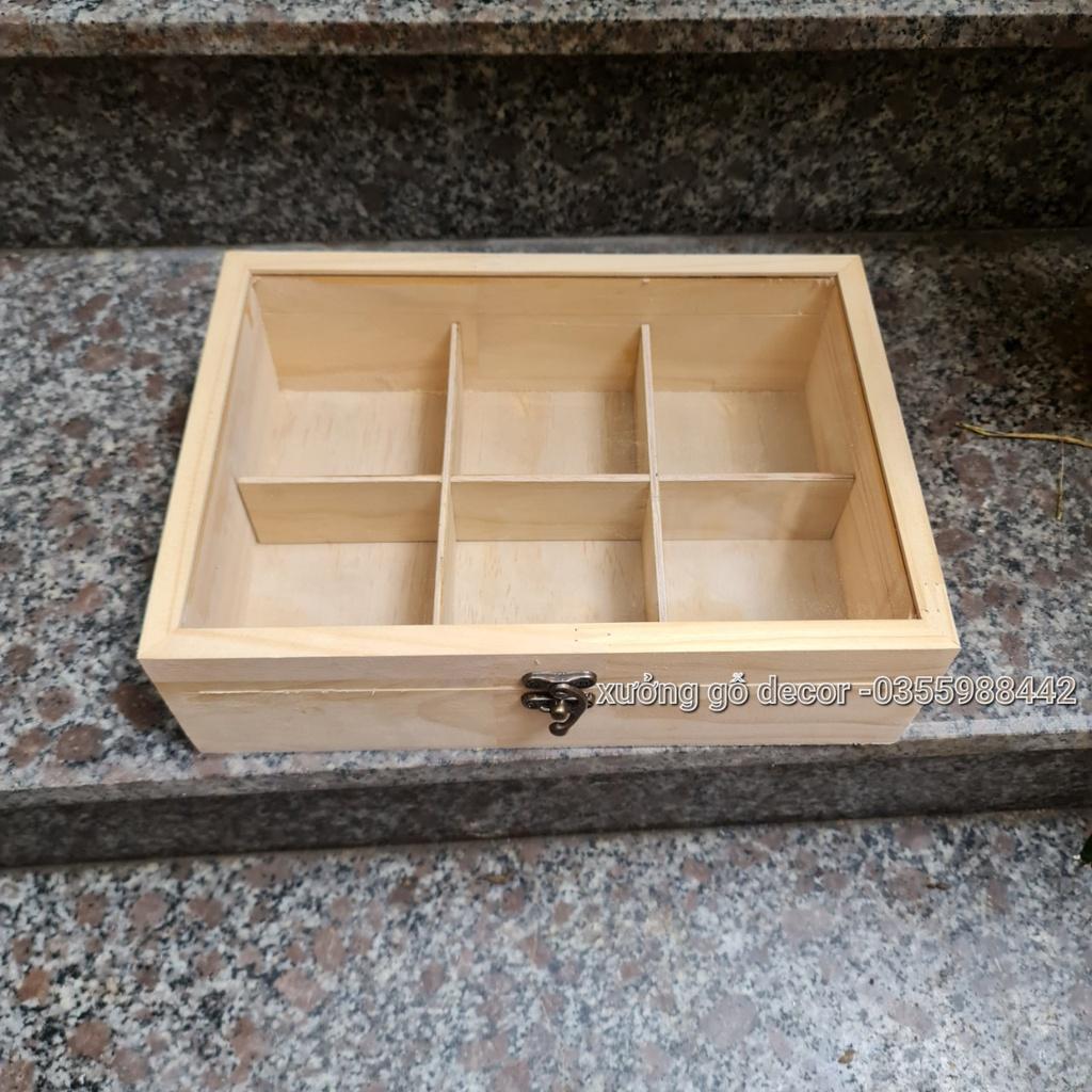 Hộp Gỗ Đựng Đồ Chia Ngăn Trang Trí Đựng Trà, Bánh, Trang Sức- Hộp Gỗ Quà Tặng - Woody Box