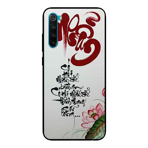 Ốp Lưng in cho Xiaomi Redmi Note 8 Mẫu Thư Pháp NHẪN Nền Vàng - Hàng Chính Hãng