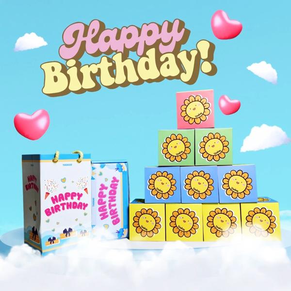 Hộp Quà Tự Bung Happy Birthday - Hoa Hướng Dương - The Kas