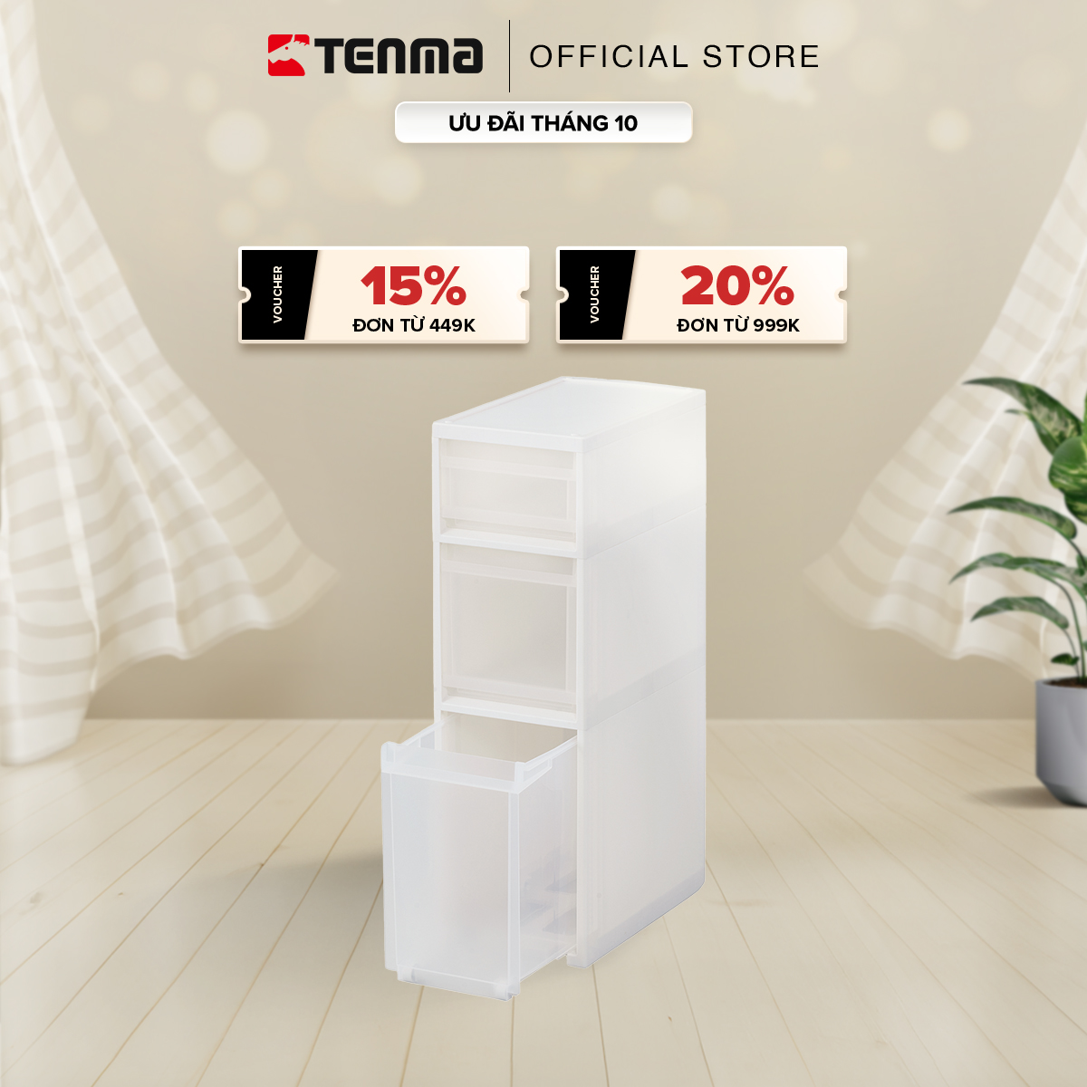 Kệ Nhựa Ngăn Kéo Đa Năng 3 Ngăn TENMA, S-111W