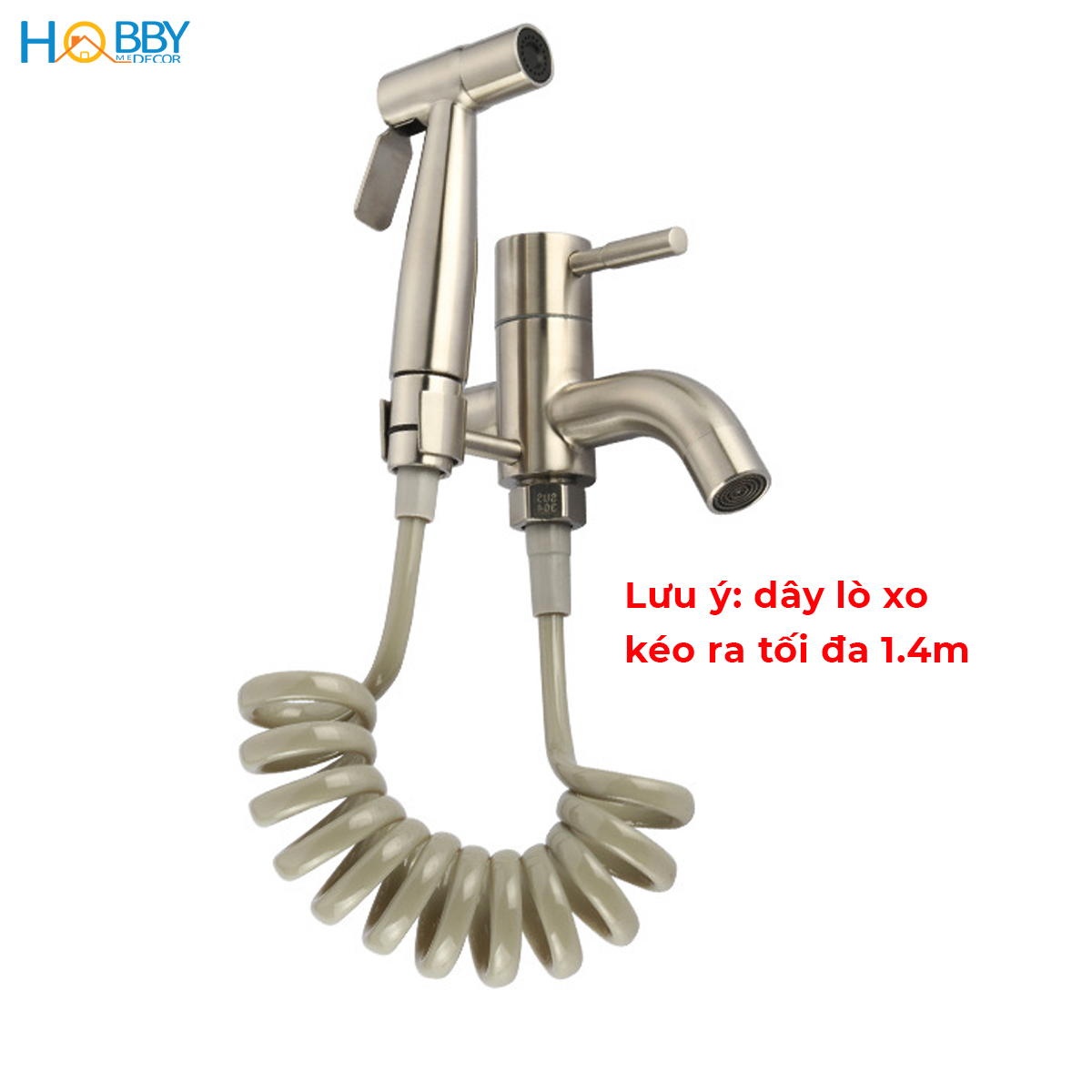 Vòi xả nước kết hợp vòi xịt rửa Hobby home decor GXLX2 inox 304 dây lò xo