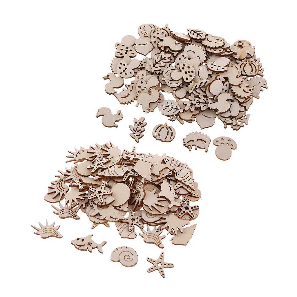 200 Animal Wooden Embellishments Craft Unfinished Wooden Hanging DIY Crafts