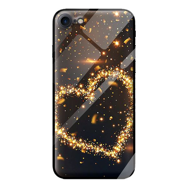 Ốp kính cường lực cho iPhone 8 nền tim vàng 1 - Hàng chính hãng