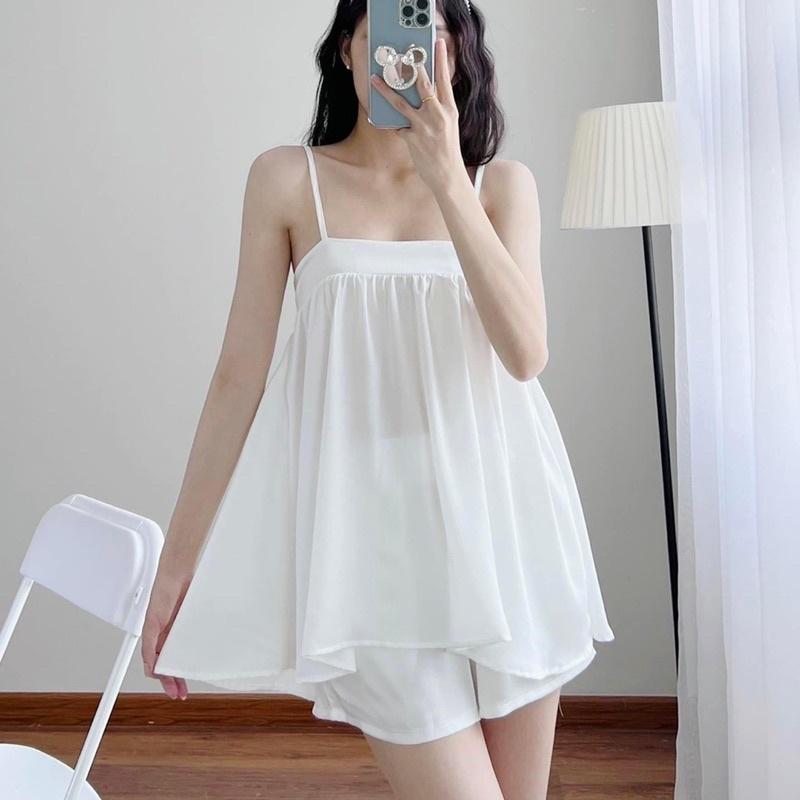 Set bộ hai dây sexy bánh bèo , set áo quần 2 dây xinh Big size