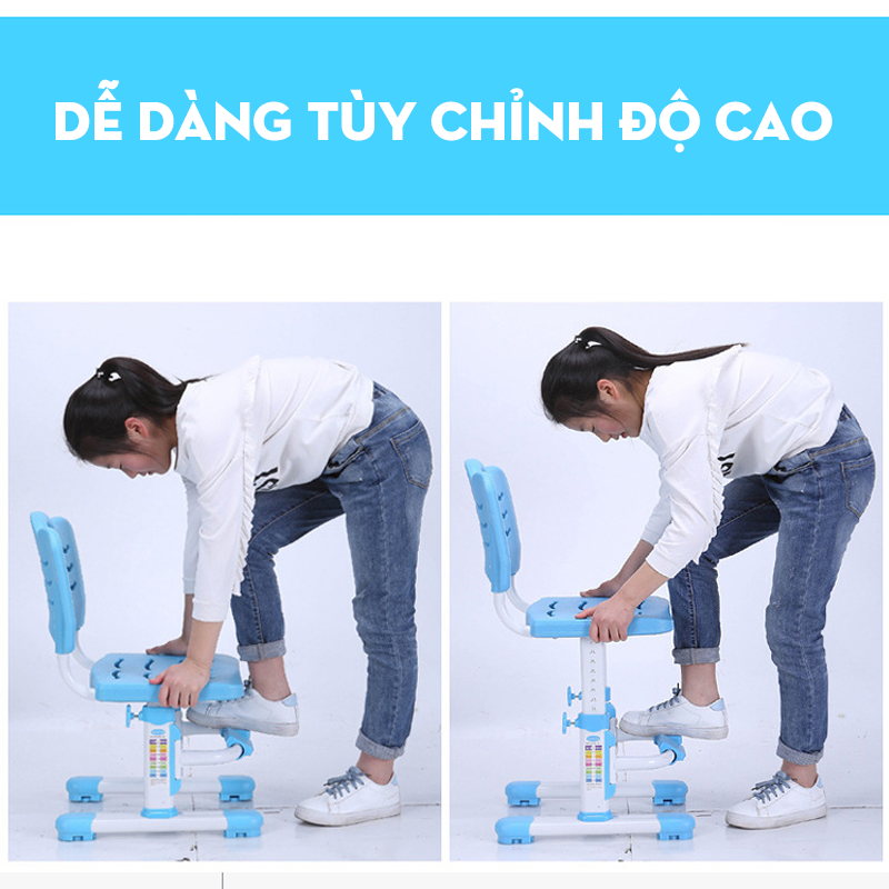 Ghế Học Sinh Thông Minh Cao Cấp Có Gác Chân HS258 Ghế Ngồi Bàn Học Cho Bé Chống Gù Tuỳ Chỉnh Độ Cao - Hàng Chính Hãng