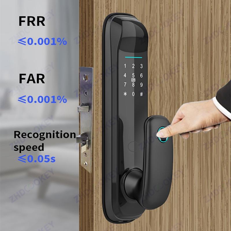 8 Ngôn Ngữ Điện Tử Tuya Wifi Tự Động Khóa Cửa Thông Minh Ứng Dụng TTLock Vân Tay Chống Nhìn Trộm Mật Khẩu Thẻ IC Chìa Khóa Kim Loại Mở Khóa
