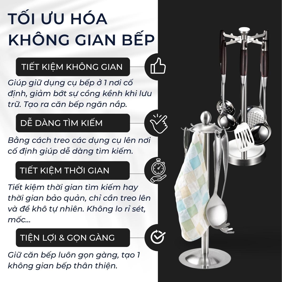 Giá đặt treo muỗng, dụng cụ nhà bếp Inox 304 DandiHome