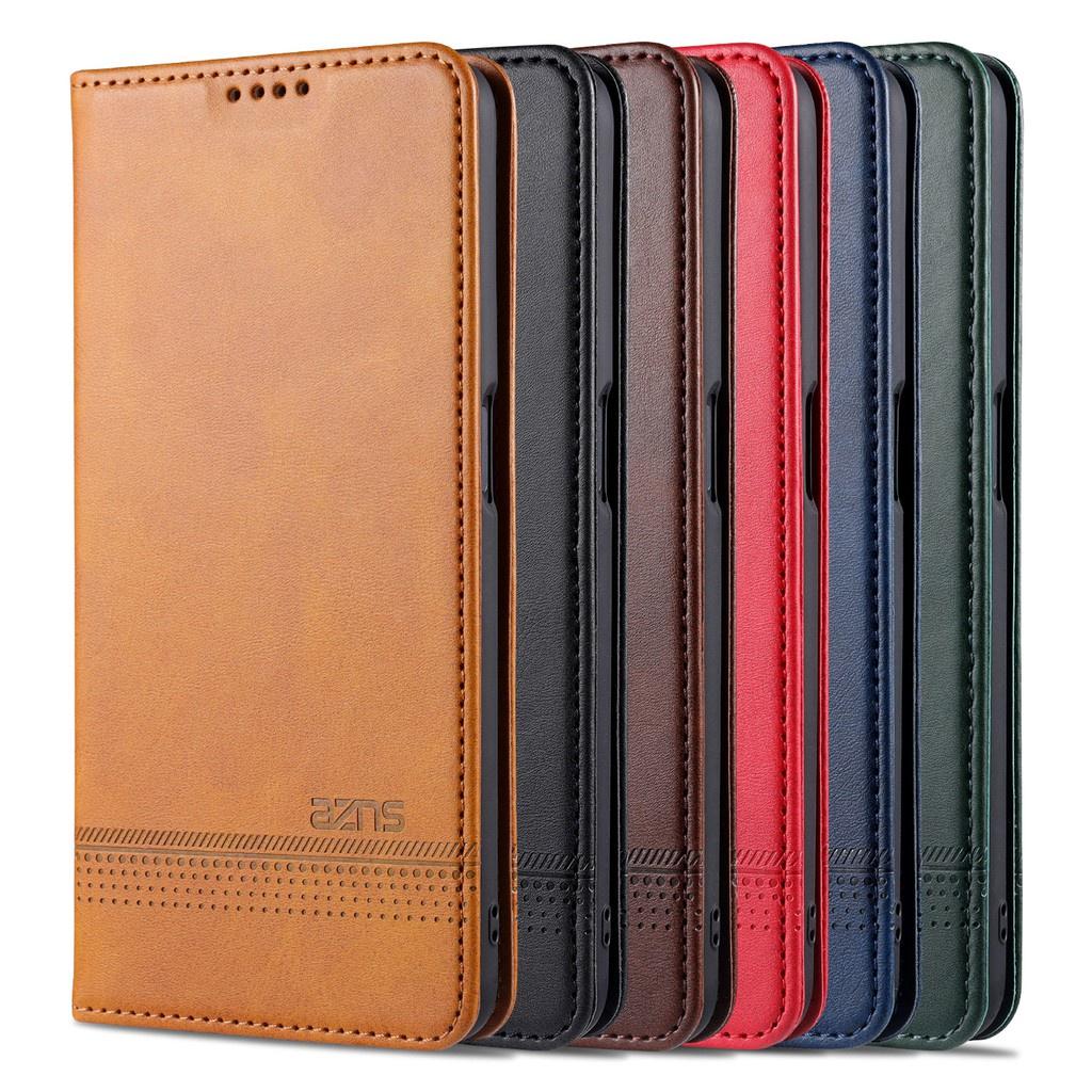 Bao da điện thoại PU kiểu ví nắp lật từ tính màu trơn cho Samsung Galaxy S20+ S20Ultra S20FE S20Lite S21+S21Ultra S21FE