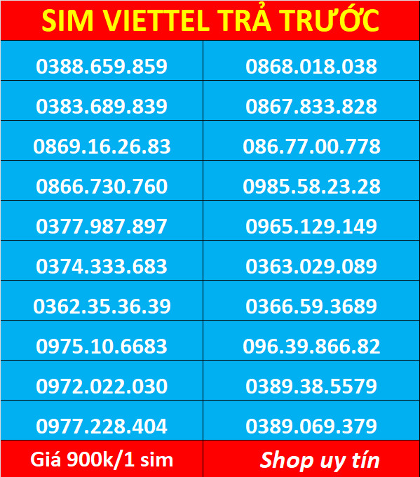 Sim viettel số đẹp - Hàng chính hãng