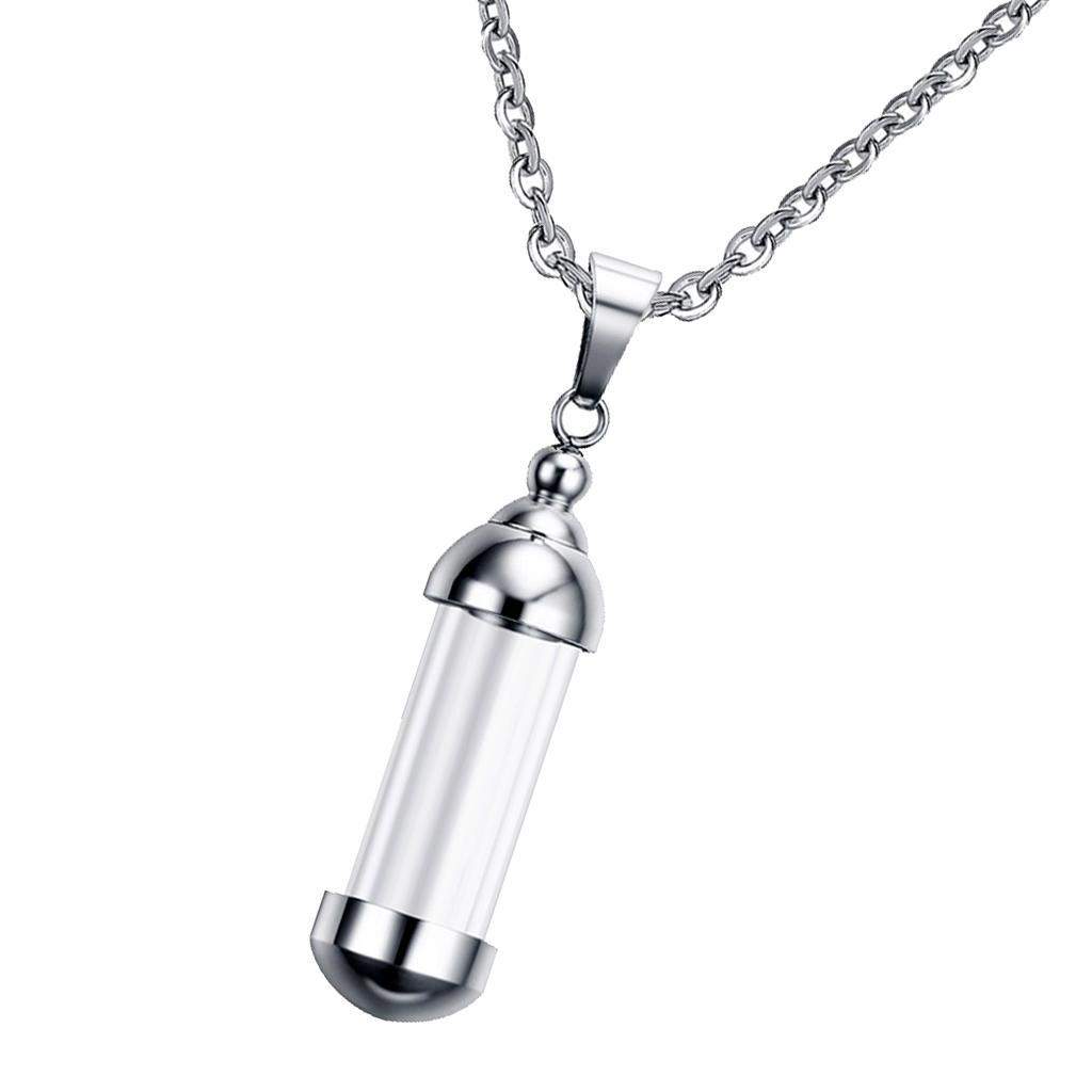 5Pcs Stainless Steel Screw  Tube Glass Bottle Urn Charms Pendant Necklace