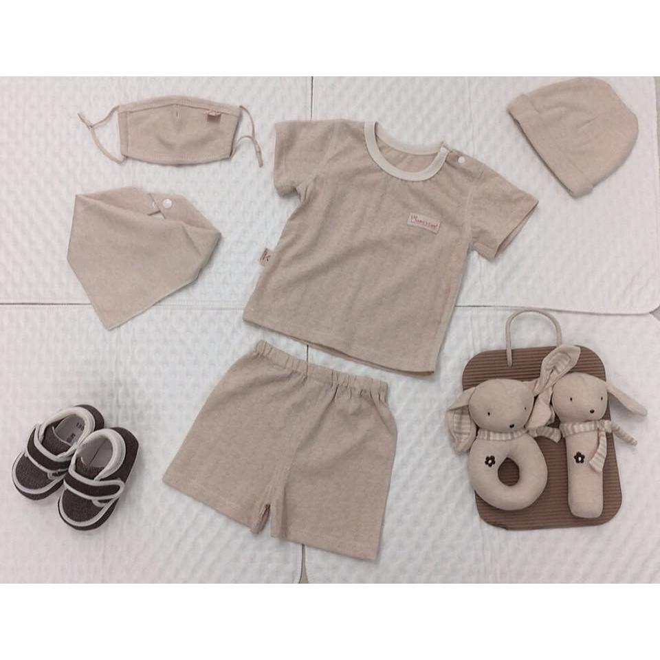 Bộ lửng hè bé trai bé gái 100% organic cotton hữu cơ tự nhiên không tẩy nhuộm hóa chất an toàn cho bé