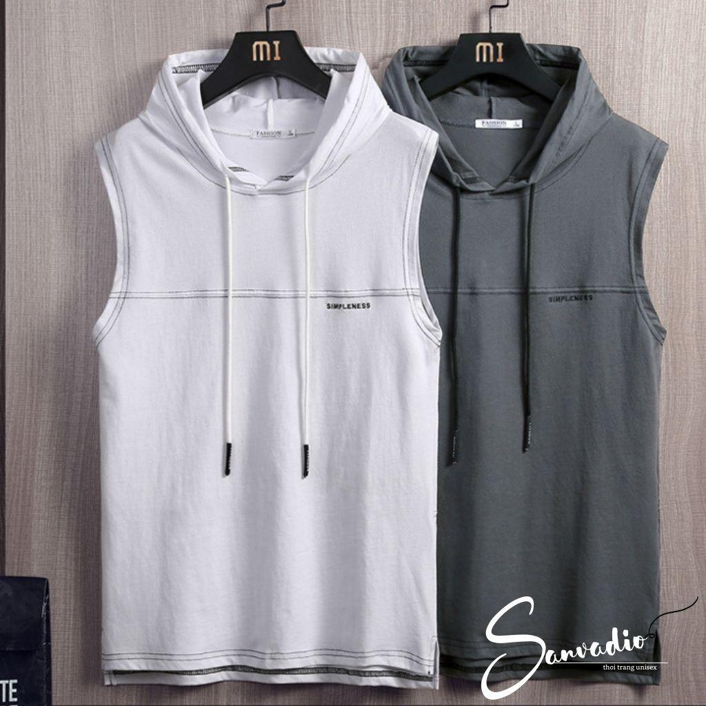 Áo thun TANKTOP Sanvadio Unisex-áo hoodie Basic Tee mùa hè phông trơn nam nữ Oversize form rộng đường phố Hàn Quốc