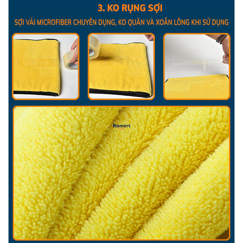 Khăn Microfiber Đa Năng Vệ Sinh Nội Thất Ô Tô Hamart Khăn Bông Lau Bếp Siêu Thấm Hút Cao Cấp