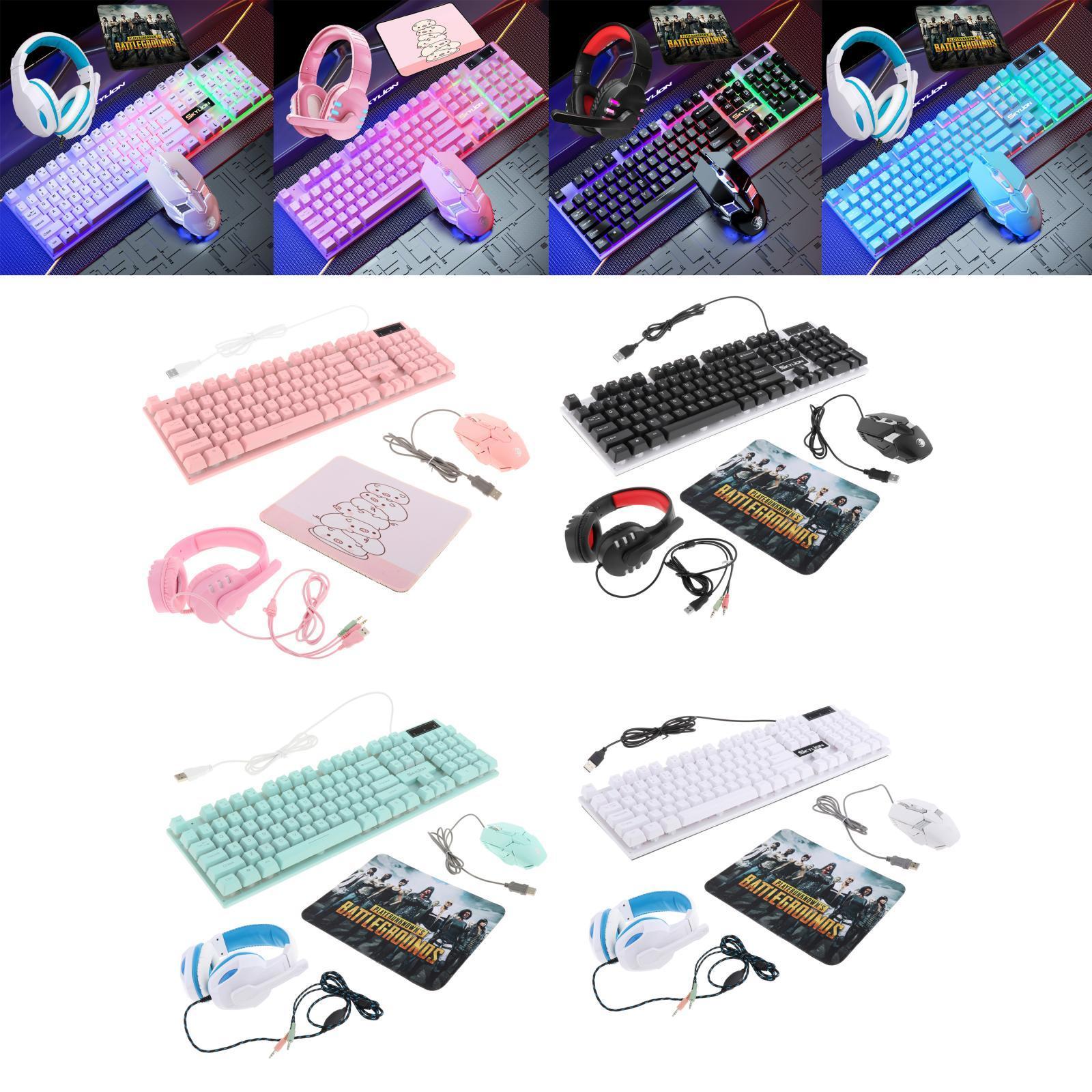 Gaming Keyboard Mouse Headset & Mouse Pad Kit ,Programmable Mouse, USB Keyboards ,Gaming Keyboard Combo, for Computer Desktop Gamer