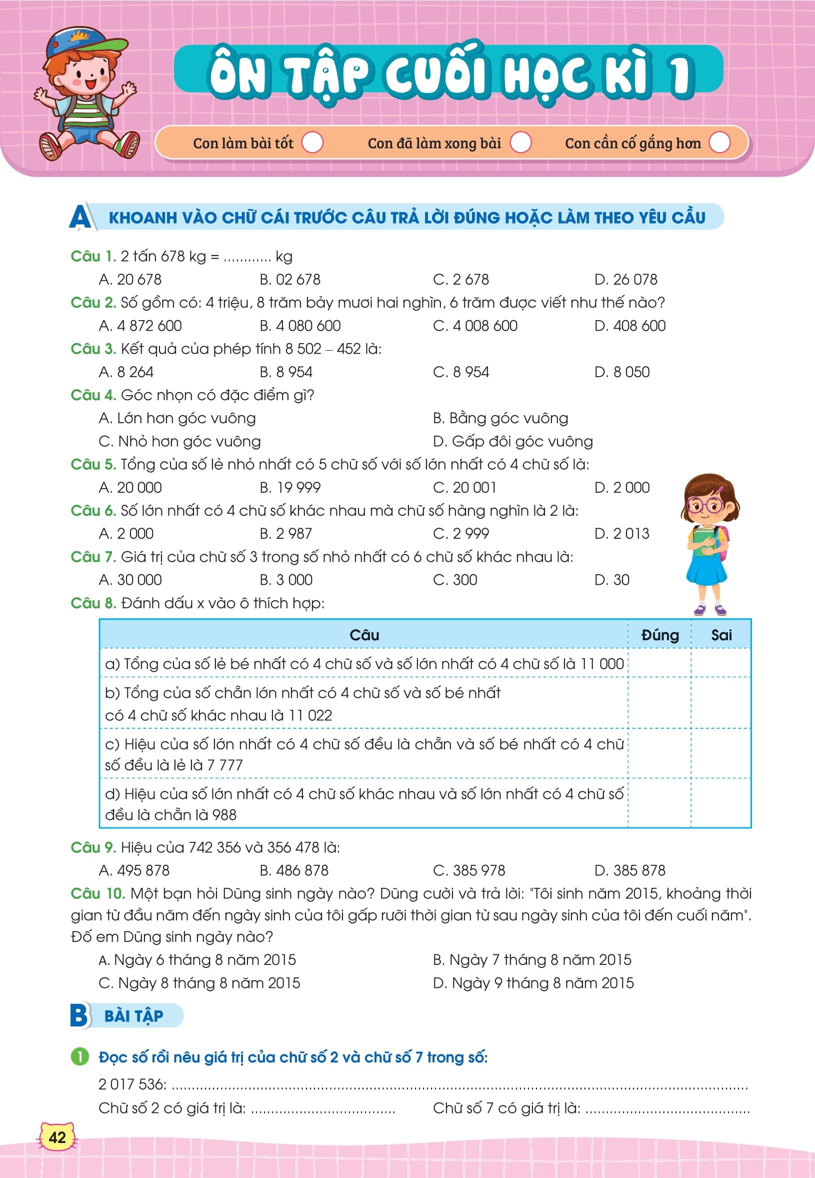 Phiếu Bài Tập Cuối Tuần Toán 4