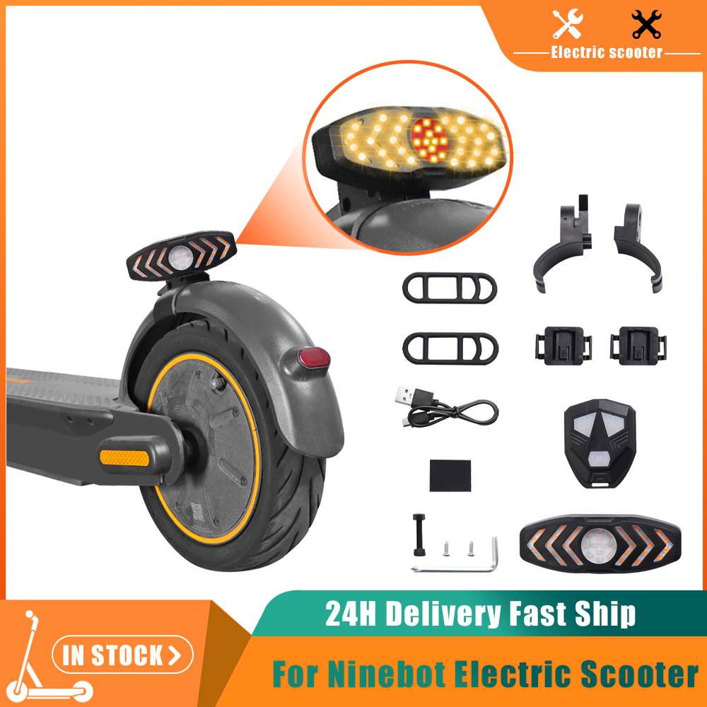 Đèn hậu nhấp nháy với đuôi sừng Ánh sáng USB có thể sạc lại tín hiệu rẽ từ xa không dây cho NineBot Max G30 đèn sau Fender Color: Light Yellow