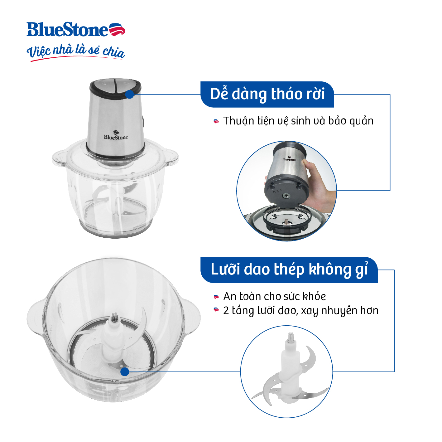 Máy xay thịt Bluestone CHB-5149 (300W) - Hàng chính hãng