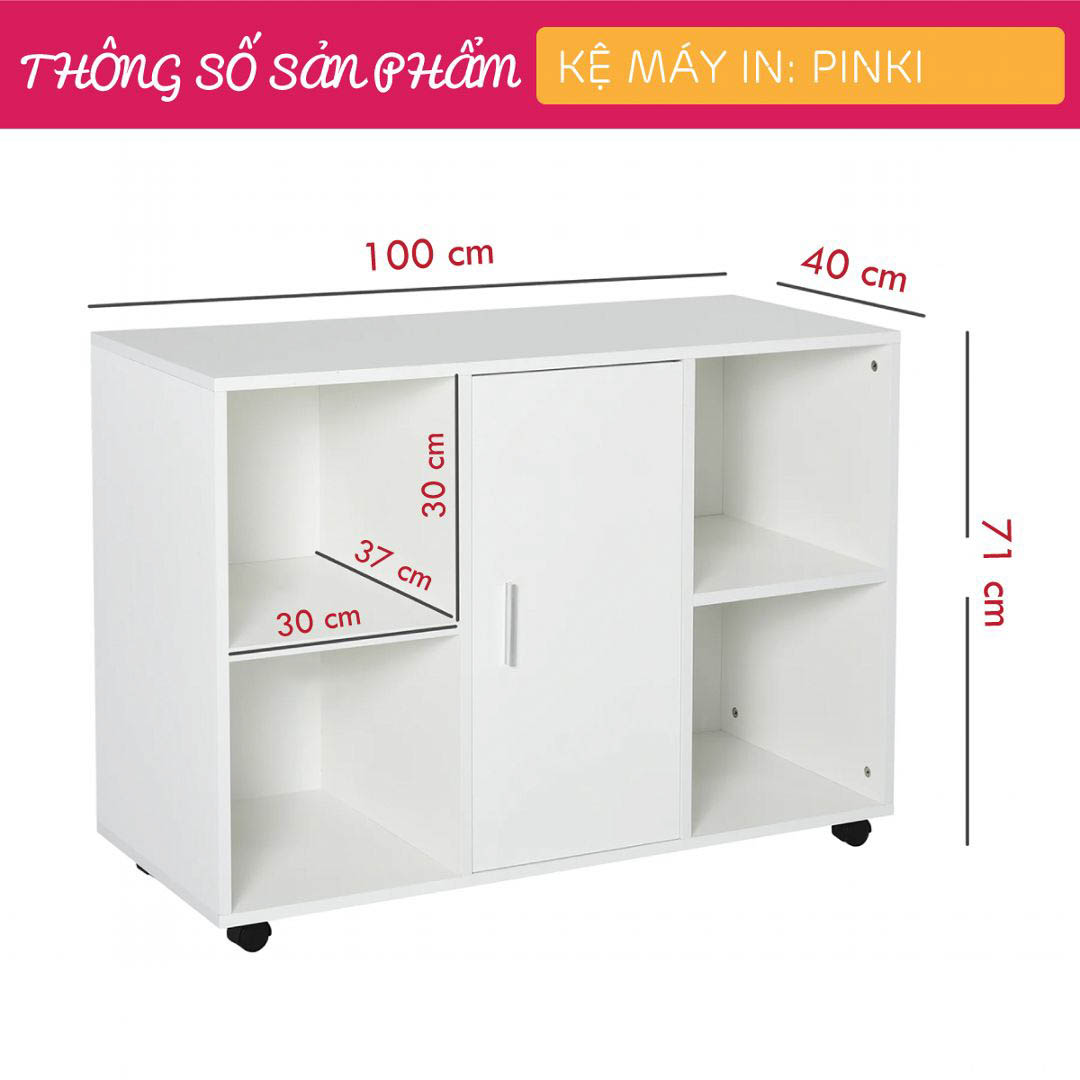 Kệ để máy in gỗ hiện đại SMLIFE Pinki  | Gỗ MDF dày 17mm chống ẩm | D100xR40xC71cm