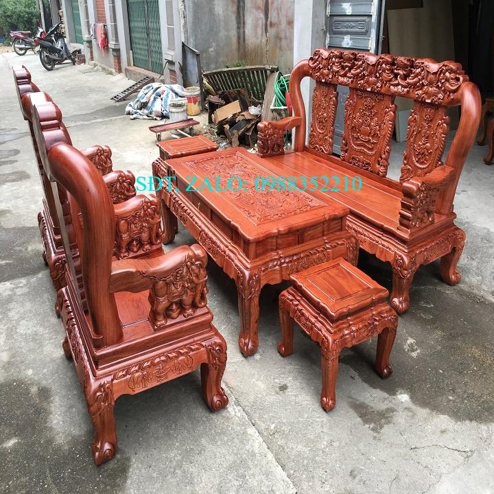 Bộ bàn ghế minh quốc voi chiến gối lá sen gỗ hương đá ( Chị Hạnh - Lạng Sơn )