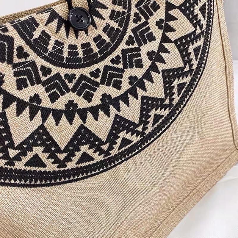 Túi Cói Du Lịch Họa Tiết TRỐNG ĐỒNG, Túi Cói Vintage Đi Biển, Đi Chơi Sang Trọng