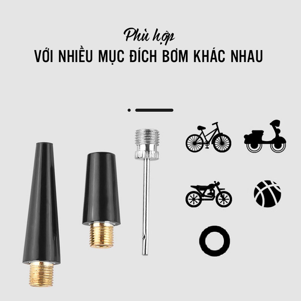 Bơm Xe Đạp Mini 100Psi Kèm Khung Gắn Sườn Xe Nhiều Đầu Bơm Tiện Lợi, Lõi Khung Nhôm Kim Loại Trọng Lượng Nhẹ MaiLee