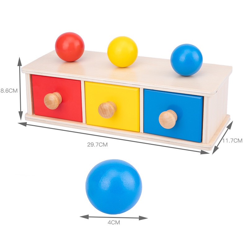 Đồ chơi gỗ phát triển giác quan cho trẻ từ 1 tuổi. Giáo cụ Montessori Hoạt động hộp 3 ngăn