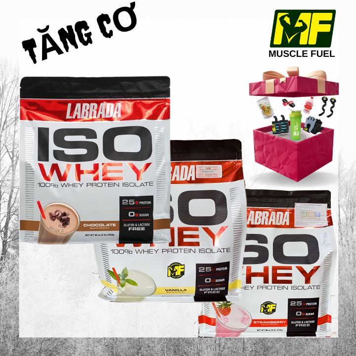 Labrada Iso Whey 100 whey isolate Sữa hổ trợ tăng cơ , 71 liều dùng, 73 liều dùng. - Strawberry - Dây Kéo Lưng