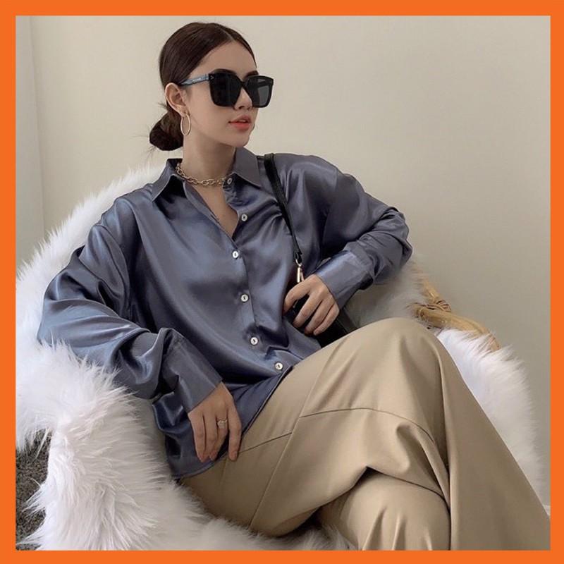 Áo sơ mi nữ form rộng Madela chất LỤA HÀN cao cấp, thiết kế dài tay basic Freesize mix đồ công sở đi chơi đều đẹp, sơ mi nữ đẹp dài tay nhiều màu, phong cách thanh lịch, mẫu mới nhất - ASM05