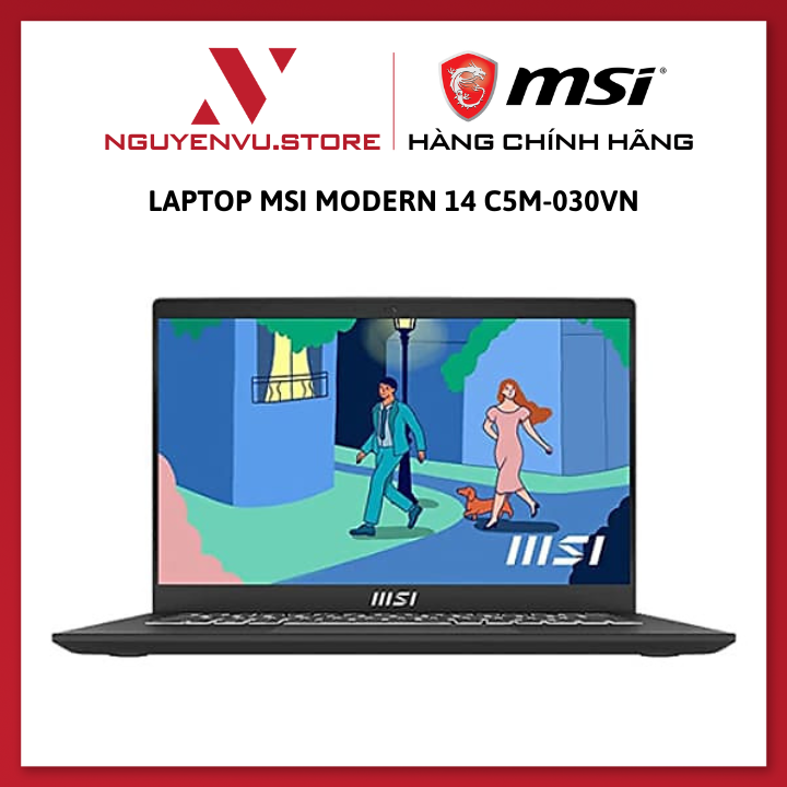 Laptop MSI Modern 14 C5M-030VN (R5-5625U/8GB/512GB SSD/Intel UHD Graphics/14&quot; Full HD/ Windows 11 / Black/ Vỏ nhôm) - Hàng Chính Hãng