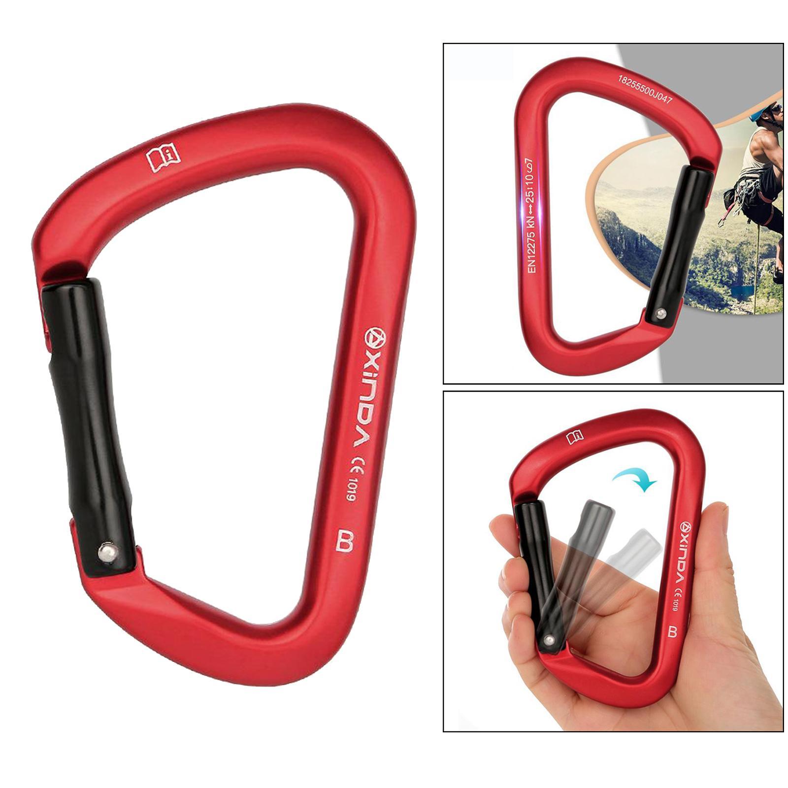 25KN Climbing Carabiner 3" Aluminum Rappelling Mountaineering Keychain Auto Locking Karabiner Camping Lock Clasp D-Ring Equipment Accessories