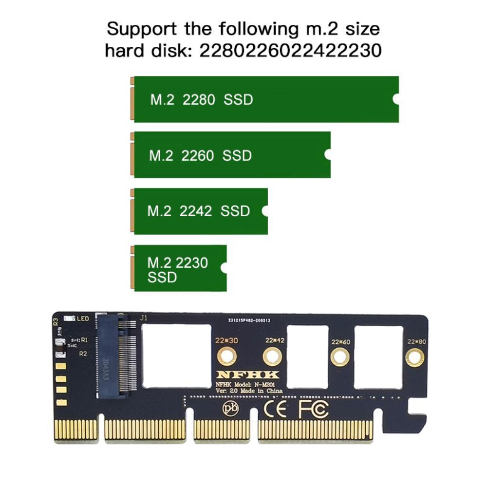 M.2 NVMe SSD NGFF To PCIE X16 Adapter M Key Interface Card Support PCI-e PCI Express 3.0 2230-2280 Size M.2 M2 Pcie Adapter