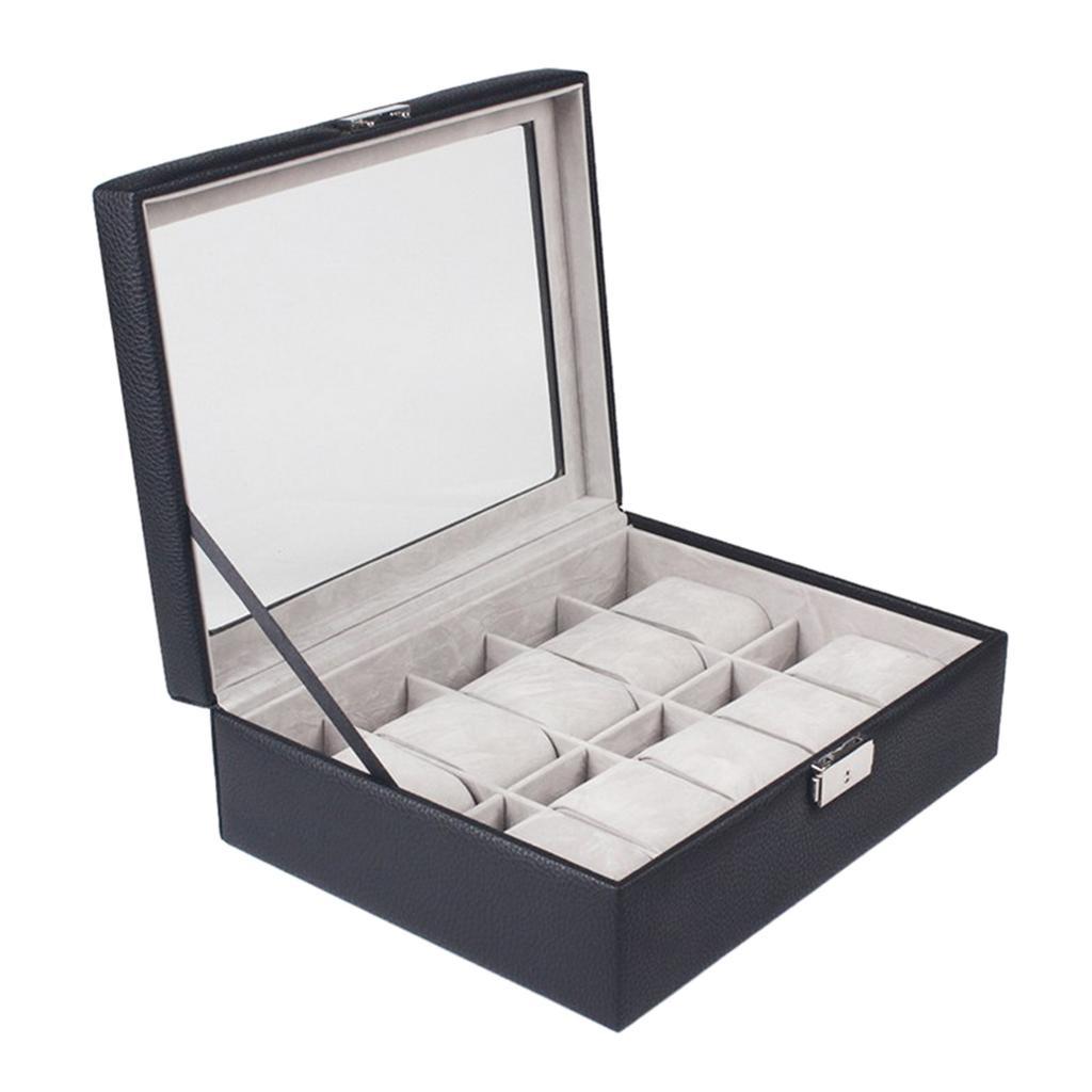 10 Slot Fashion PU Leather Watch Display Box Case Jewelry Storage Organizer