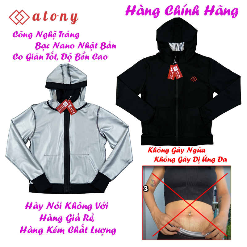 Áo Khoác Ép Cân ATONY, Tăng Sinh Nhiệt Đổ Mồ Hôi, Đốt Mỡ Bụng, Hỗ Trợ Tập Gym,Boxing, Fitnes, Aerobic - Hàng Chính Hãng