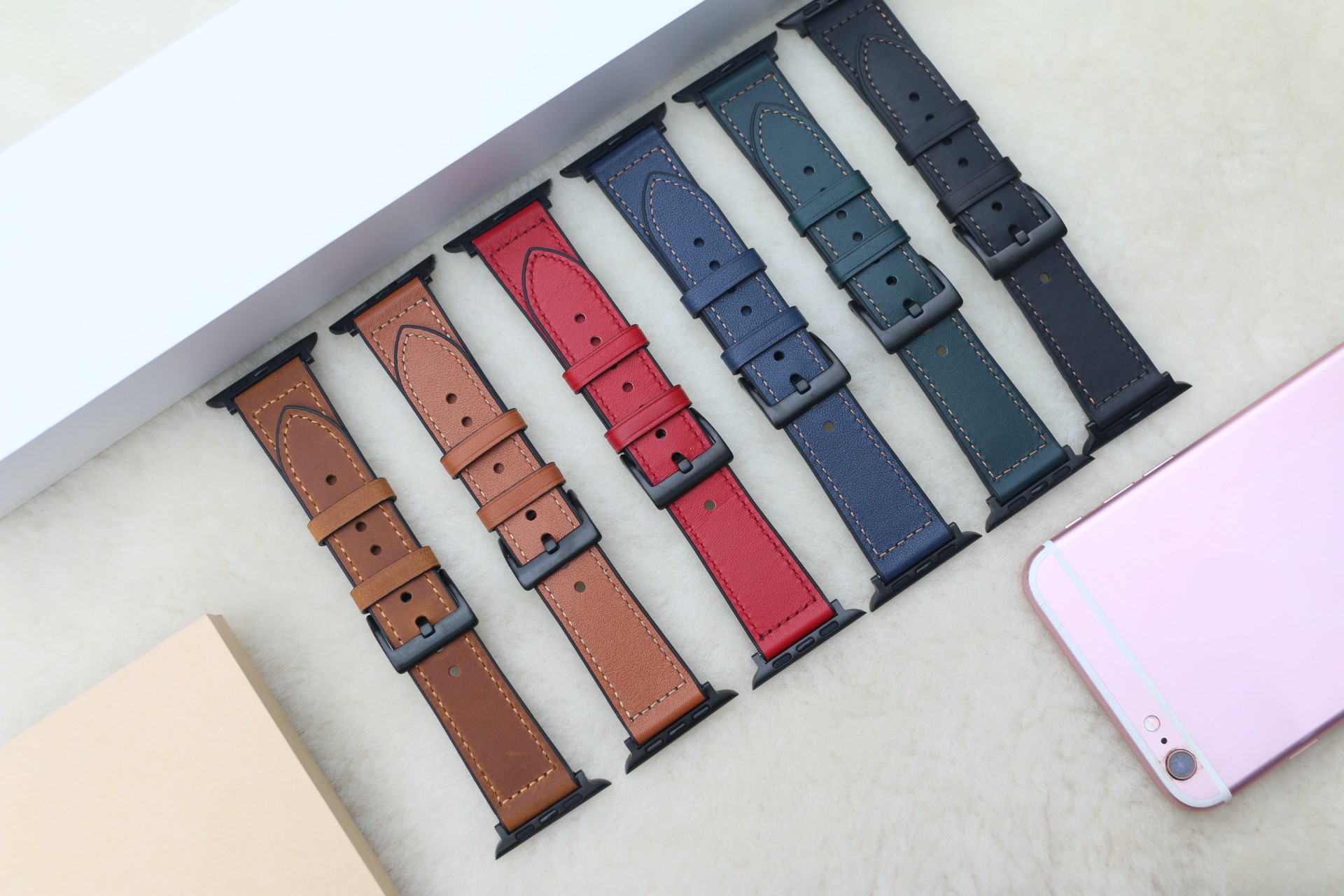 Dây da sáp dầu Vintage thay thế cho Apple watch hộp gỗ cao cấp- Hàng nhập khẩu