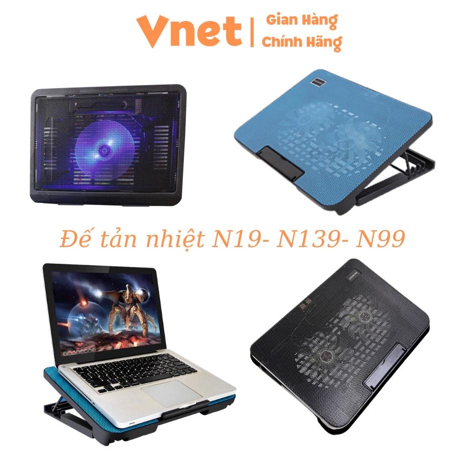 Đế tản nhiệt laptop, quạt tản nhiệt N99 N19 Cooling Pad 2 Quạt đèn led đế nâng 45 độ cho laptop từ 17 inch trở xuống