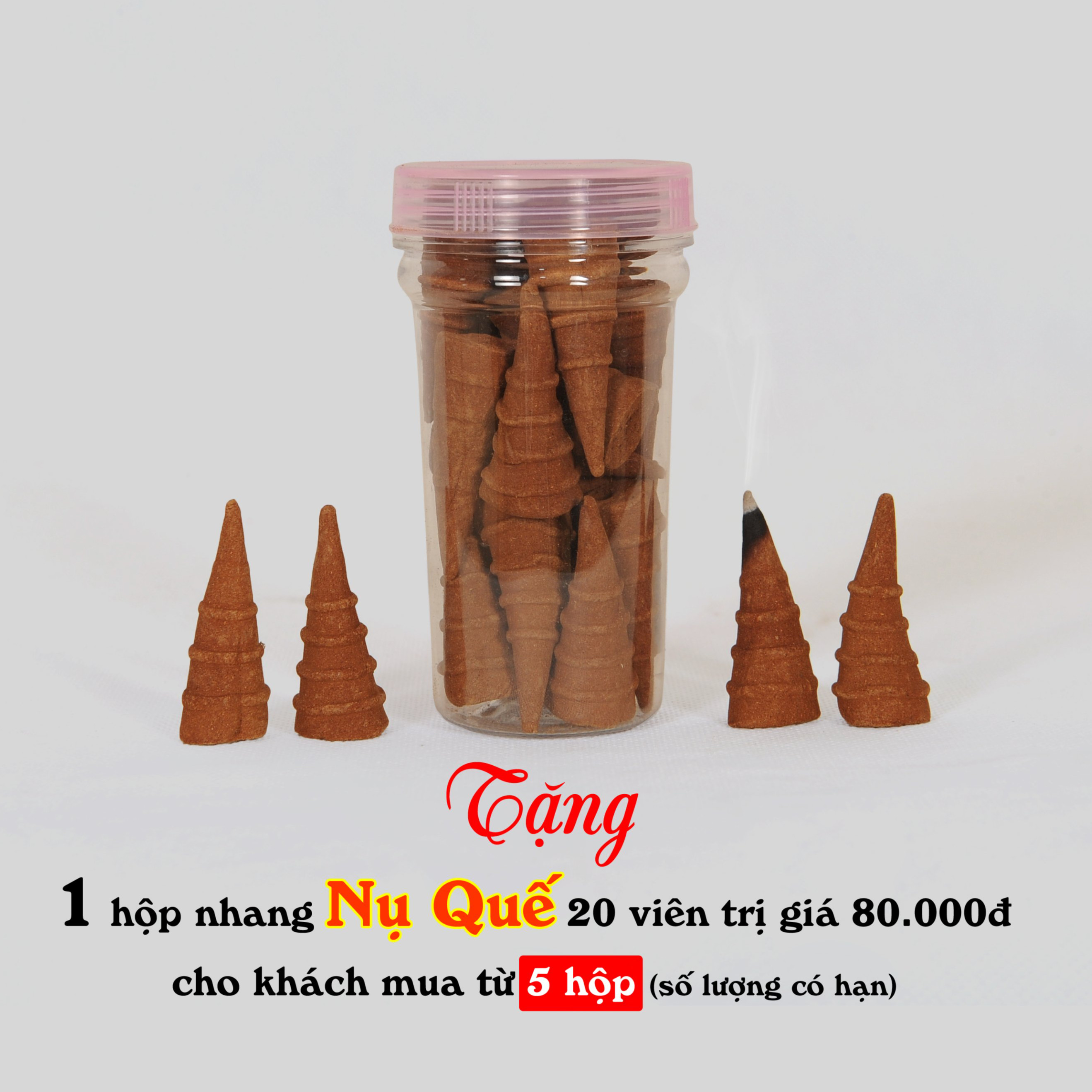 Nhang sạch Rồng Đỏ từ vỏ Quế rừng _100 nén/ hộp