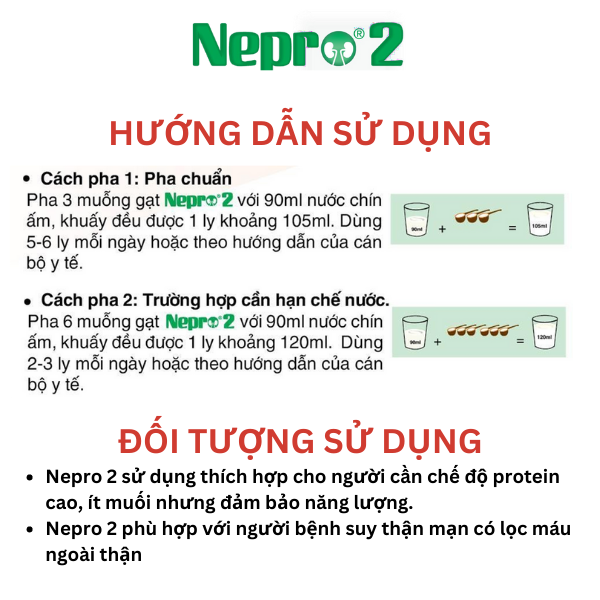 Sữa bột Nepro 2 900g dành cho người bệnh thận đã chạy thận - VitaDairy