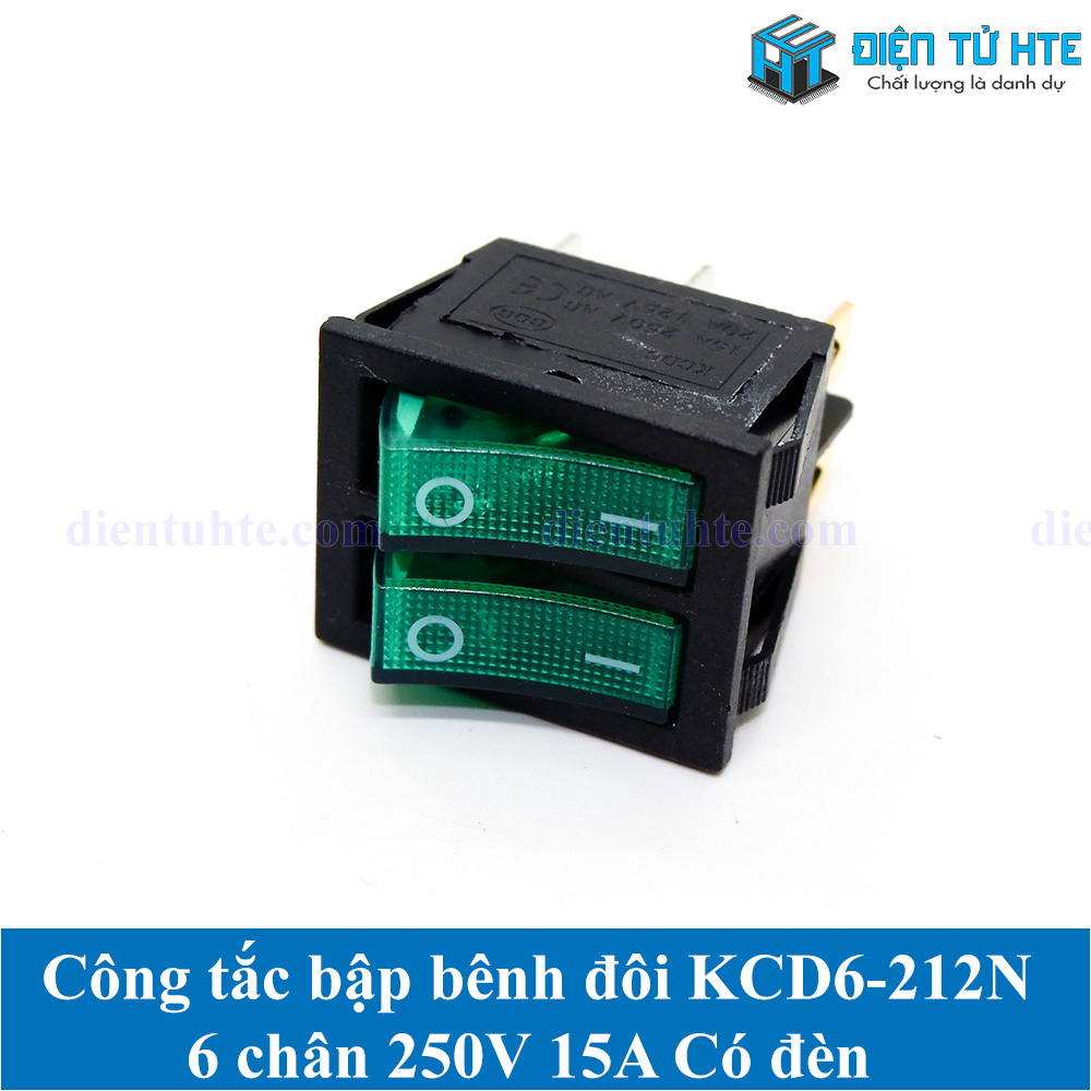 Công tắc bập bênh đôi ON-OFF KCD6 KCD6-212N 6 chân 250V 16A Có đèn