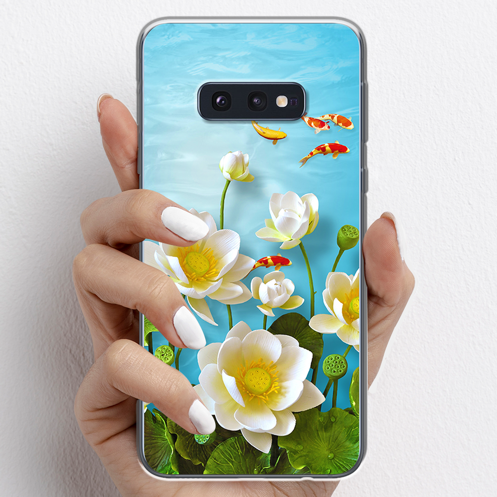 Ốp lưng cho Samsung Galaxy S10E nhựa TPU mẫu Hoa sen cá chép đỏ