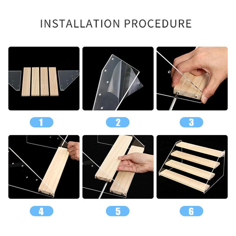 Kệ mica trưng bày nhiều tầng 30x10x5cm ( DxRxC ), mặt gỗ dày 1cm mỗi tầng - nhiều kích thước - Gỗ