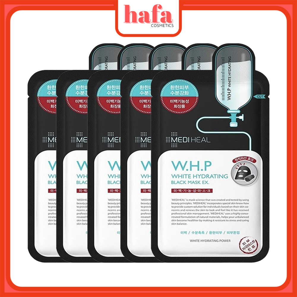 Combo 5 Mặt nạ Than hoạt tính Dưỡng Trắng Da Mediheal W.H.P White Hydrating Charcoal-Mineral Mask 25ml x5