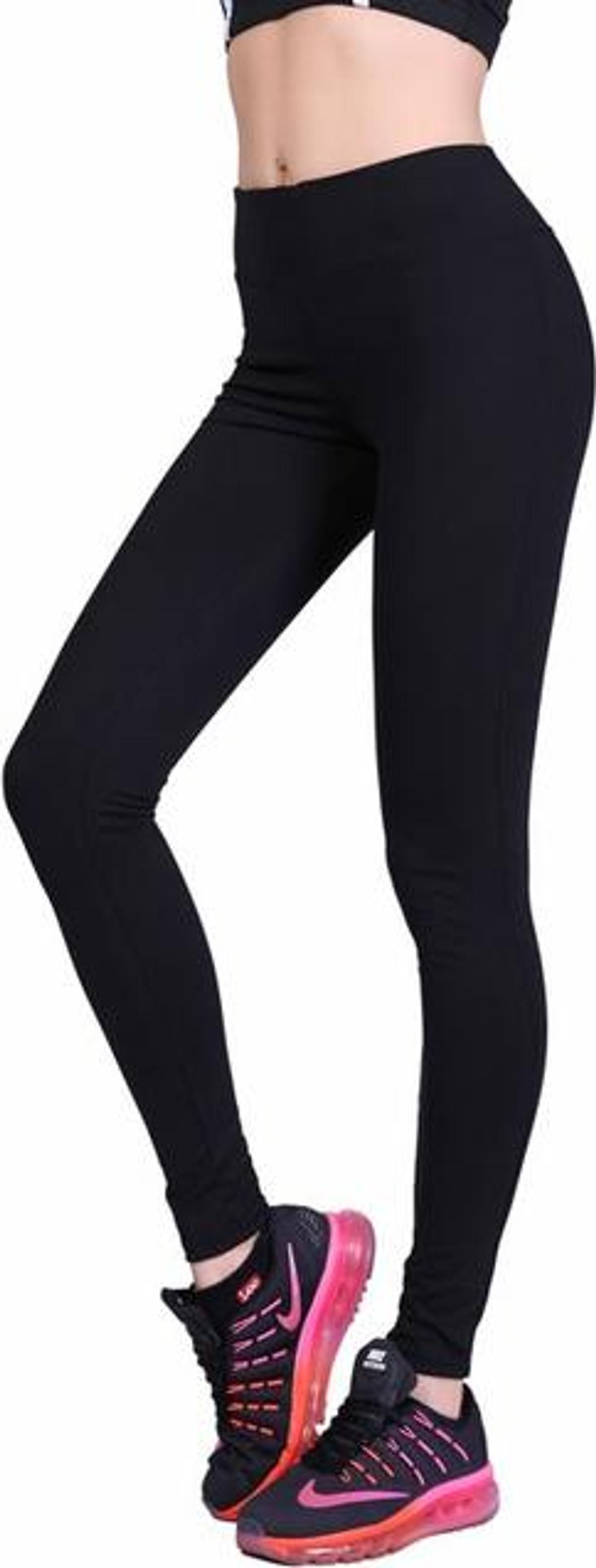 Quần legging TRƠN cạp cao 4 túi, siêu thon gọn - đen