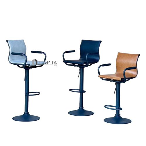Ghế quầy bar có lưng tựa bọc nệm tay tựa sắt có ốp CB2304A-PH Nội thất Capta