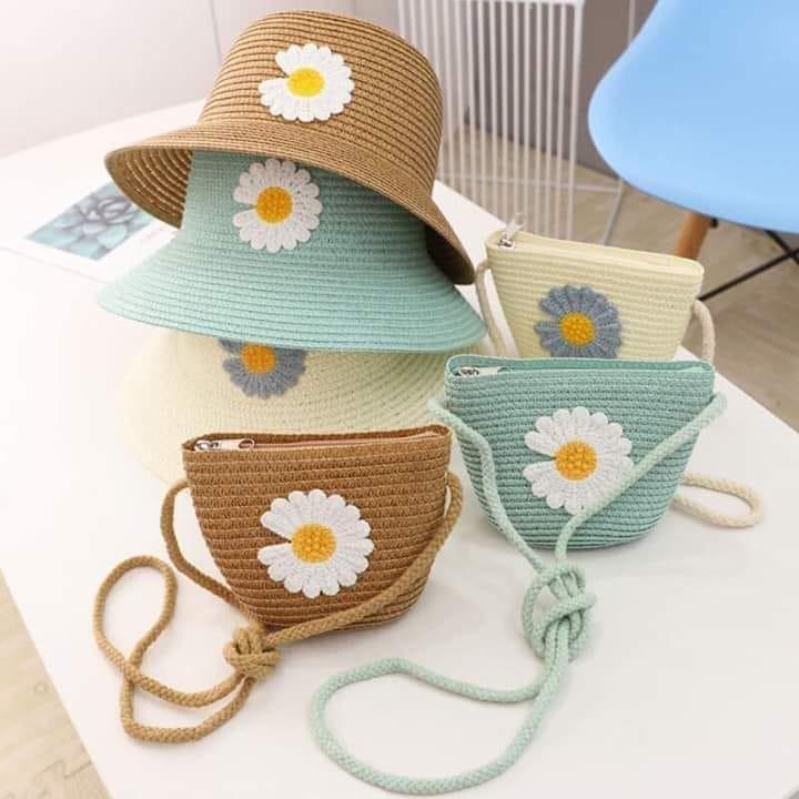 Sét túi+ mũ đi biển cho bé cho bé gái màu ngẫu nhiên