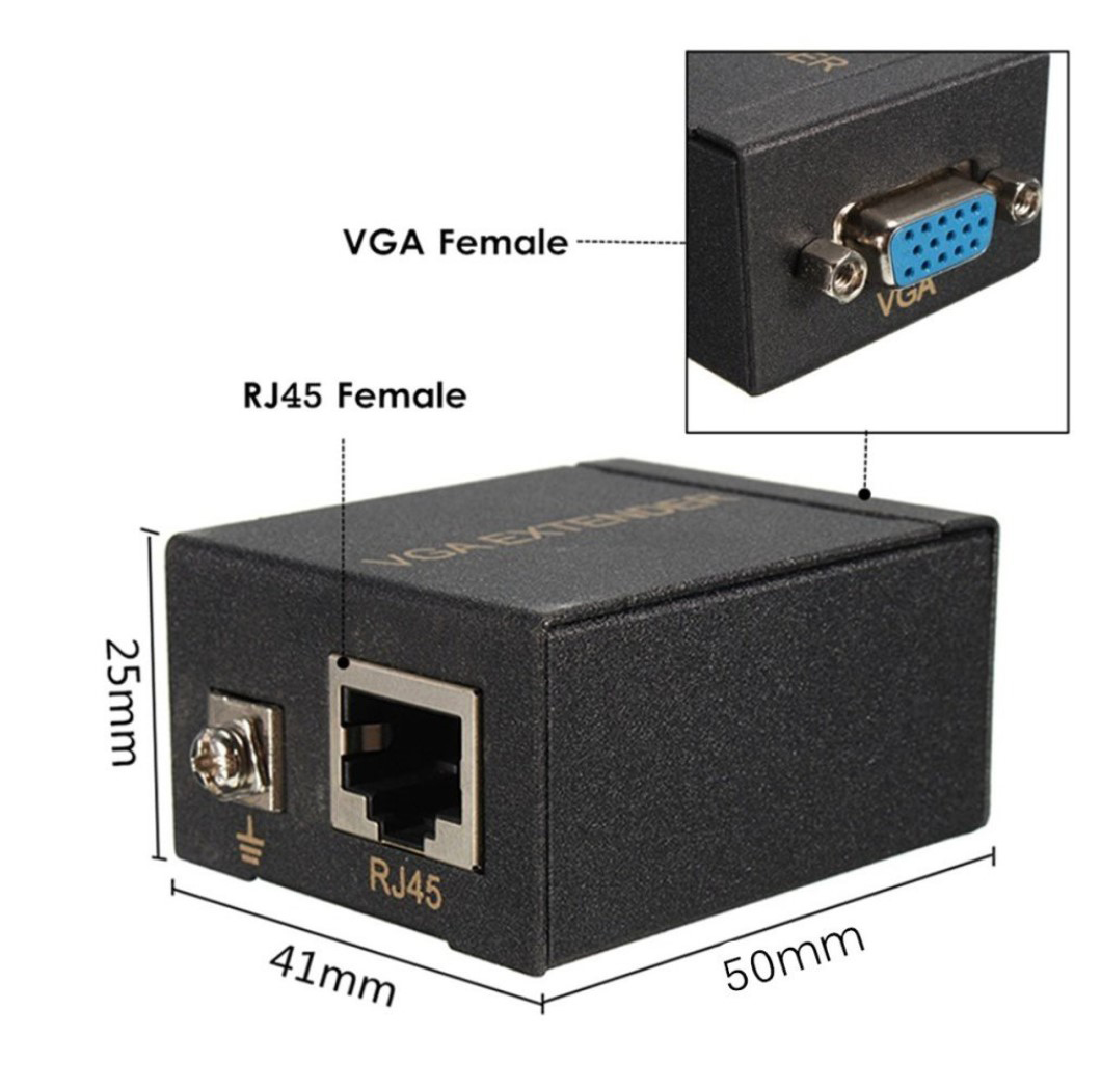 BỘ chuyển đổi KVM VGA nối dài 60M, từ cổng VGA qua cổng mạng LAN/ RJ45/ Ethernet