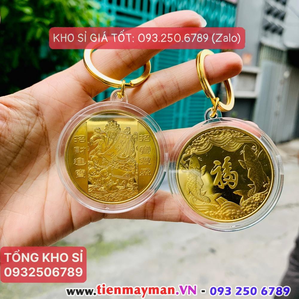 Móc treo chìa khóa xe máy oto Đồng xu thần tài hút lộc may mắn - PASA COLLECTION