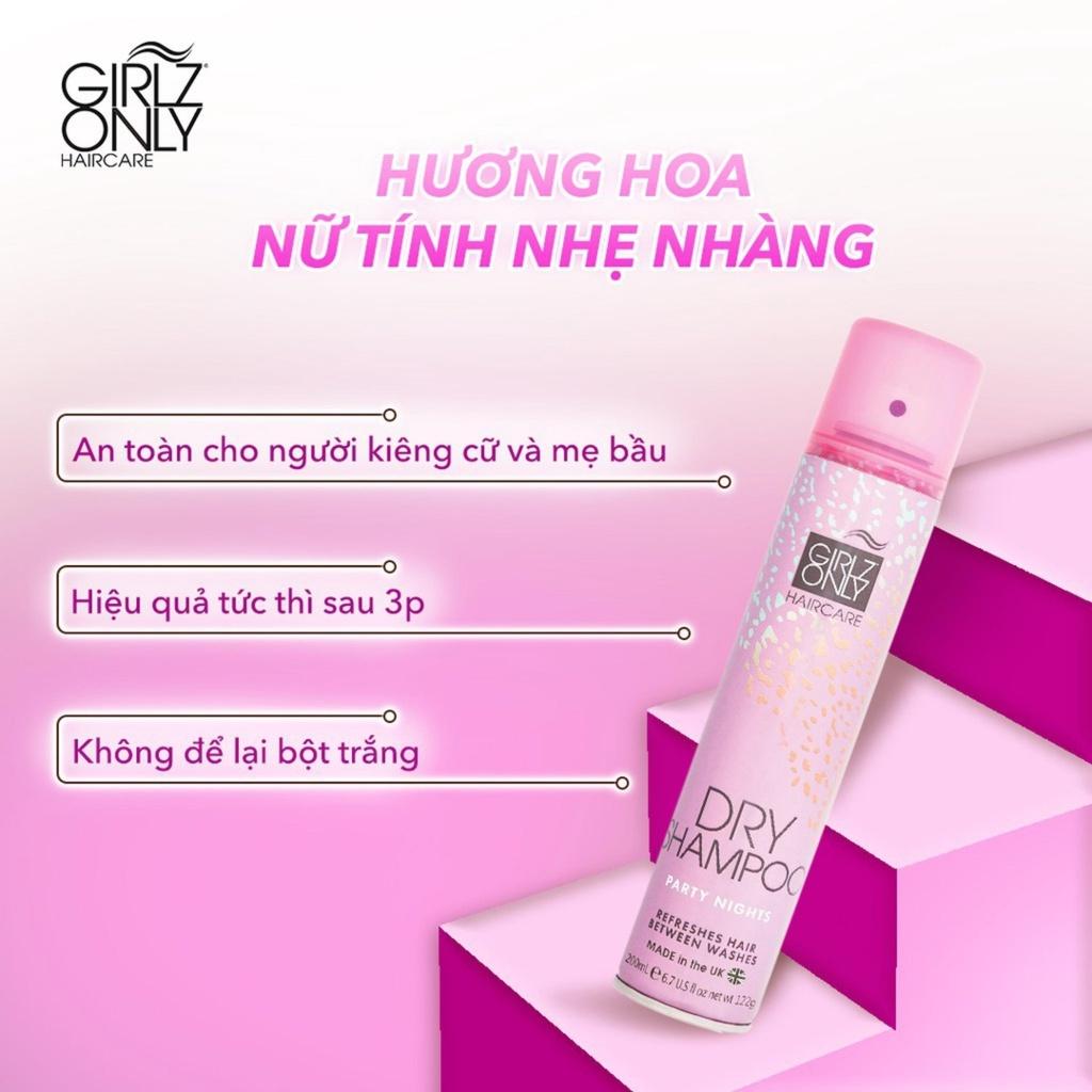 Dầu Gội Khô Girlz Only Dry Shampoo Party Nights Sạch Dầu Và Bồng Bềnh Ngay Lập Tức (Hồng) 100ml